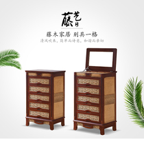 Simple bedside cabinet solid wood rattan drawer lockers full rattan bucket Vine art storage cabinet furniture multi-bucket cabinet