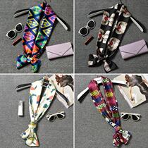 2017 Spring and Autumn new long scarf version small scarf European and American Joker satin scarf stripe double layer small silk scarf summer
