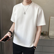 Short sleeve t shirt men 2023 summer white plate tide brand pure cotton speed dry high end loose large - code men t-shirt