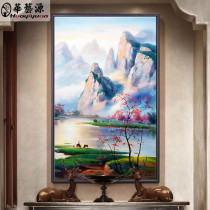 Chinese hand-painted oil painting landscape landscape decoration painting modern abstract living room wall aisle porch hanging painting custom vertical version