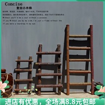 Vintage small ladder Handmade creative wooden stick wood chip DIY decorative ornaments Natural dry branches Dry branches tree decoration