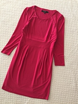 Q foreign trade large size womens round neck pink three-dimensional cut nine-quarter sleeve knitted dress short autumn