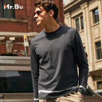 Mr Bu pure cotton long sleeve T-shirt man 2021 autumn winter new minimalist wearing mens autumn dress round-shirt KT01259