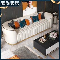 Sofa light luxury modern double three small family living room apartment Net red with straight row four person sofa