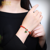 Gala Miduo Natural Bao Shannan Red Agate Girl Bracelet Wenplay Buddha Bead Handstring This year is full of meat Nanhong