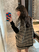 Special BORAKOO Korea Dongdaemun generation autumn Xiangxiang feel~ Black vest vest skirt suit