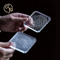 Drink transparent glass anti-scalding tea coaster household kung fu tea set tea cup holder square insulation pad small pot bearing tea saucer