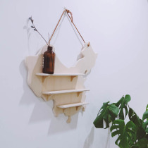 Nursery Styling Shelves Wall Hanging 3D Decor Solid Wood Storage Shelves Creative Chinese Map Shelves