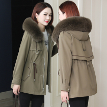 zqqz Parker coat women long 2021 new fox fur collar Rex rabbit hair liner fur coat 1008