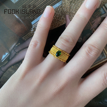 Fulai Island Gold Ring Pure Gold 999 Retro Lace Lace Emerald Ring Ancient Gold Fashion Women