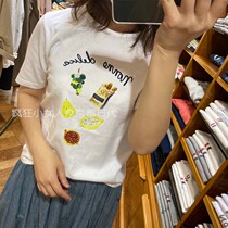 Japanese NON womens print T-shirt fruit four-color optional cotton comfort