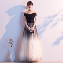  Black annual meeting dress female 2020 new banquet evening dress temperament high-end elegant atmosphere chorus dress