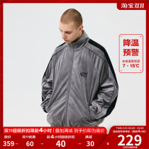 FPA contrast color stitching velvet jacket Guochao brand hip-hop loose all-match trend spring and autumn casual couple jacket men