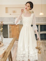 Mountain Benwind Lions dress Skirt Waist Display Slim Summer Temperament dress Long style Superfairy Gentle First Love Long Skirt National Wind Fairy Skirt