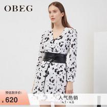 OBEG eBiqian Spring Fashion New Fashion Broken Flowers dress Dress Woman Temperament Cashew Fairy dresses 1093122