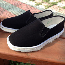 Manual qian ceng di shoes mens shoes round thick cotton cloth bottom shoe female middle-aged anti-skid breathable single hiking