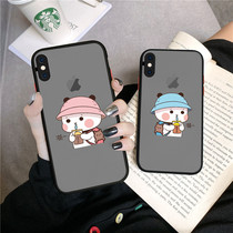Apple x mobile phone shell new fairy water apple xr milk tea bear brief about apple xsmax creative cartoon male and female apple xs personality tide sign frosted transparent iPhonex net red bear couple