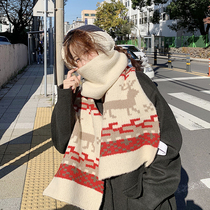 Christmas gift cute fawn imitation cashmere scarf female winter red warm wool scarf dual-use students