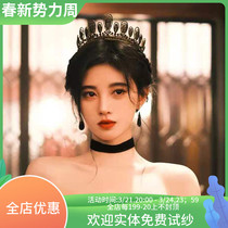 2021 Bridal Crown 18 Birthday Written True Wedding Dress Bow Decoration Bow of the same Retro Black Dark Night Wind Princess