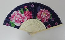 Chinese style fan cloth folding fan Blue Peony dance fan gift fan craft fan