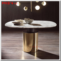 Modern Minimalist Round Marble Bargaining Table Nordic Metal Reception Table Sales Building Lounge Meeting Table