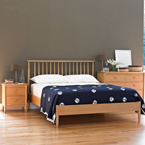 Solid Wood simple bed Japanese Korean style rural pastoral style 1 51 8 solid wood oak double bed single bed wedding bed