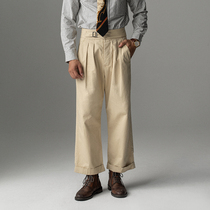 SOARIN American retro Gorge pants male Naples High waist straight cylinder casual 90% Western fit pants