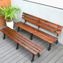Park bench with backrest solid wood seat anticorrosive wood row chair outdoor iron chair bench double wooden chair long stool
