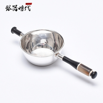  Silver Age S999 Sterling silver mirror horn tea ceremony accessories Sterling silver tea drain Kung Fu tea set Tea