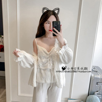 Japan Gelato Sexy Palace Court Pyjamas Women Spring Summer Harnesses Cotton Yarn Cotton three sets of lace Home Suits Suits