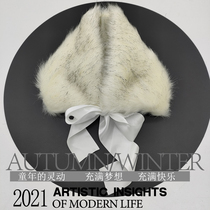 Baby girl winter simulation fur collar fur collar warm black white gray