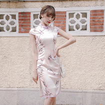 Silk cheongsam young girl 2021 new fresh elegant modified dress Chinese style elegant