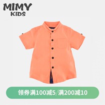 Childrens shirt Summer thin section Boys pure cotton Mens baby short-sleeved boys foreign style Korean version of the shirt in the big childrens cotton