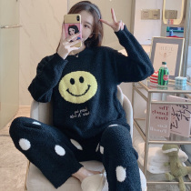 2020 New soft Mianian pyjamas womens autumn winter coral suede adorable long sleeve suit thickened thermal home dress