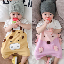 French Jacadi baby conjoined ha clothes summer thin climbing suit short sleeve 01-2-3-6-9 months old childrens clothing