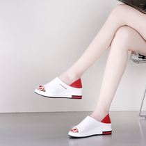 Two wearing sandals women Summer new thick bottom joker casual muffin fish mouth small white shoes soft bottom sandals