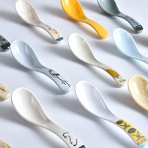 10pcs Plastic Spoon Shatter Resistant Commercial Restaurant Imitation Porcelain Hook Spoon Ladle Spoon Soup Mixer Spoon
