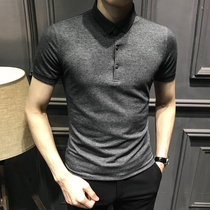 European and American style temperament collar MTI~ POLO shirt Short sleeve mens slim lapel summer mens business T-shirt