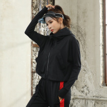 Loose short sports jacket hoodie running jacket Equipment fitness top Thin sports jacket womens autumn and winter