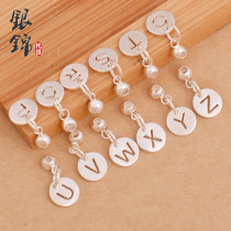 s925 sterling silver diy accessories hollow letter pendant accessories beaded handmade crystal red rope bracelet jewelry material