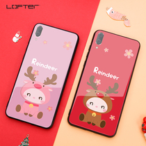 LOFTERLOFTER loft suitable for VIVOx23 mobile phone case women 23x tempered glass all-inclusive elk red anti-drop mobile phone case viv0 cartoon cute Super