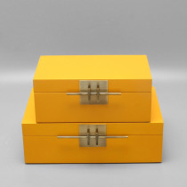 New Chinese wood bronze yellow first decorated box swing piece Creative boilerplate room Indoor Bedroom Soft Decoration Hotel Furnishing