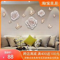 Creative wall decoration embossed wall decoration 3d three-dimensional wall sticker background wall decoration wall decoration wall decoration wall butterfly Rose