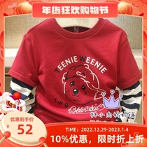 2021 spring TW bear boys fake two-piece long-sleeved T-shirt TKLA201202A jeans TKTM93801K