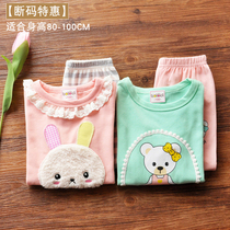 (Off code special)Girls underwear set Autumn clothes Autumn pants Two-piece set Pajamas Home clothes Cartoon sweater pants