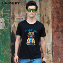 Short-sleeved T-shirt mens American graffiti cotton printing youth handsome trend loose new black shirt men