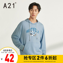 A21 autumn mens 2020 New loose shoulder sweater shirt creative print hooded long sleeve casual top