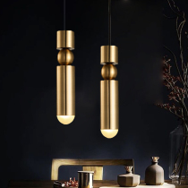 Nordic Minimalist Metal Restaurant Three Heads Small Chandelier Brass Color Bar Shop Window Light Bedroom Single Headbed Headlights Accessories