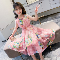 Korean Girl Dress Summer 2022 New Style Zhongda Tong Silk Print Tank Top Skirt Yang Girl Princess Dress