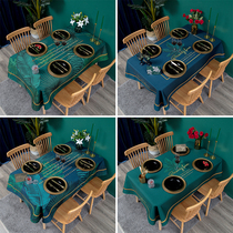 Rectangular dining table tablecloth ins net red wind release water thickened cotton linen tea table cover cloth dust-proof tablecloth round table tablecloth